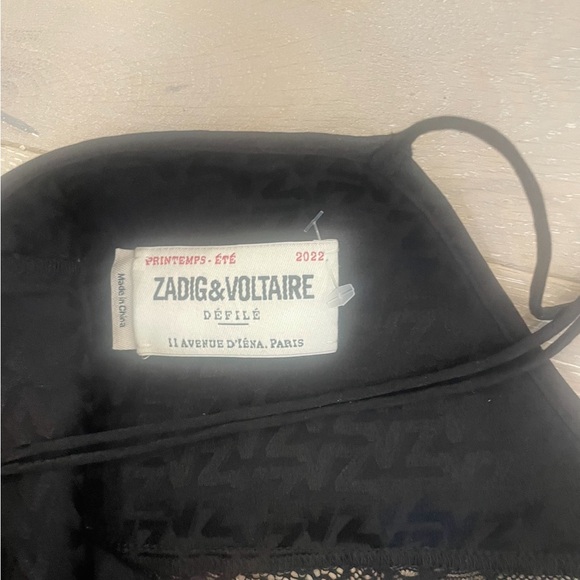 NWOT Zadig & Voltaire Cole Panelled  Dress with lace ruffle SZ L - Picture 7 of 7